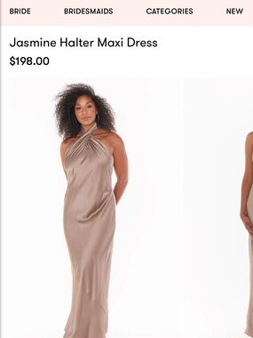 NWT Show me your mumu jasmine halter bridesmaid dress- Dune Luxe Satin